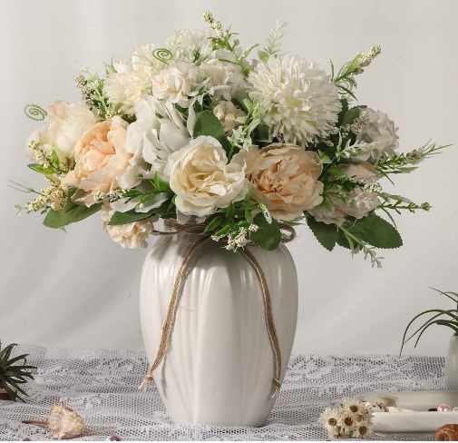 JARELING Peonies Artificial Flowers in Vase